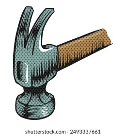 Claw hammer icon halftone color vector illustration