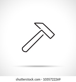 Claw hammer icon isolated on white background. Working tool icon sign symbol. Single line art style.