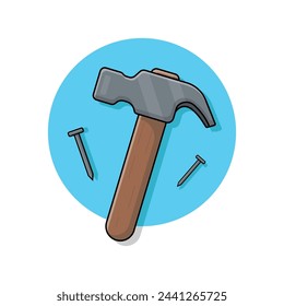 Claw Hammer and Nails Vector Illustration. Repair Tools Concept Design