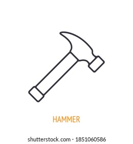 Claw hammer outline icon. Vector illustration. Hand work tools and instrument. Construction industry symbol. Thin line pictogram for user interface. Isolated white background