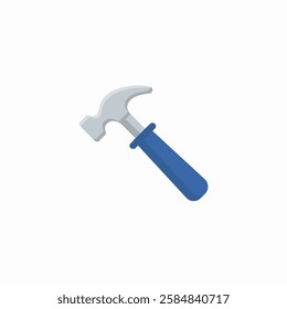 Claw hammer tool with blue handle icon vector