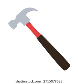 Uma ferramenta de martelo de garra com um eixo vermelho cabeça cinza e alça preta em um fundo branco ilustração simples