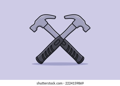 Claw Hammer tool vector illustration. Working tools equipment objects icon concept. Claw Hammer tool in cross sign vector design on purple background.