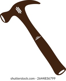 claw hammer tool vector, single hammer silhouette, construction hammer icon
