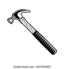 Claw hammer vector illustration in monochrome style isolated on white background