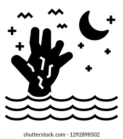 Claw hand solid icon design, ghost hand 