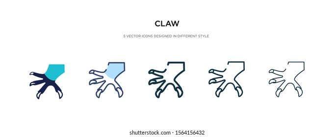 claw icon in different style vector illustration. two colored and black claw vector icons designed in filled, outline, line and stroke style can be used for web, mobile, ui