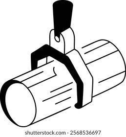 Claw Log Grapple Hook isometric concept, Log Lifting Tongs Grabber vector outline design, firewood or crafts Symbol, forest Deforestation products Sign,Lumberyard stock illustration