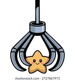Klaue Maschine Arcade Spiel Doodle Vektorgrafik einzeln auf weißem Hintergrund