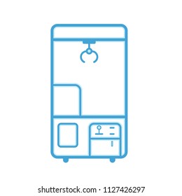 Claw Machine blue outline icon. Vending clipart isolated on white background
