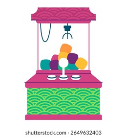 Claw machine crane game machine designed for players to try and grab prizes vector illustration