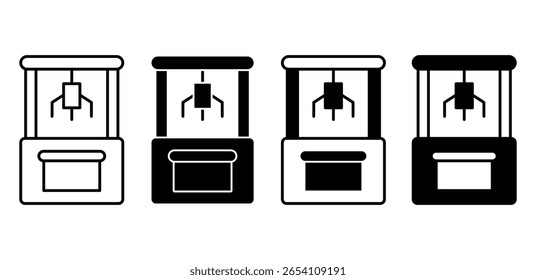 Garra Máquina Ícones de Jogo Ilustração de Vetor Preto e Branco