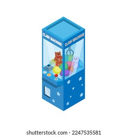 Claw machine game isometric illustration vector