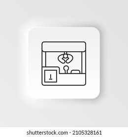 Claw machine, game, retro neumorphic style vector icon. Neumorphism style. Claw machine, game retro neumorphic style vector icon. Neumorphism style on white background.