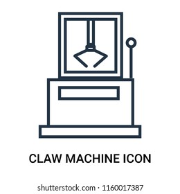Claw machine icon vector isolated on white background, Claw machine transparent sign , outline linear symbol or thin lined pictogram
