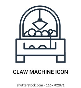 Claw machine icon vector isolated on white background, Claw machine transparent sign , outline linear symbol or thin lined pictogram