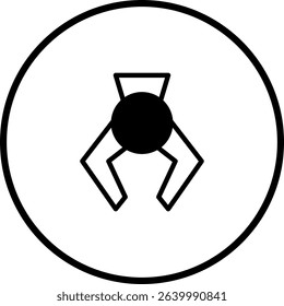 Claw machine symbol design with a minimalist aesthetic encapsulated in a circle
