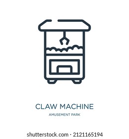 claw machine thin line icon. machine, game linear icons from amusement park concept isolated outline sign. Vector illustration symbol element for web design and apps.