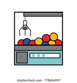 Claw machine of toy game and play theme Isolated design Vector illustration