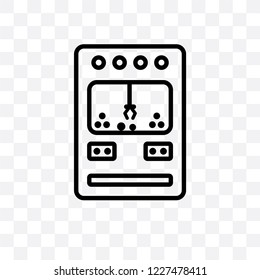 Claw machine vector linear icon isolated on transparent background, Claw machine transparency concept can be used for web and mobile