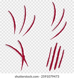 Claw marks scratches silhouette, cat or wild animal scrape track scratches paw shape isolated on white background. Nails trace texture with torn edge. Vector illustration