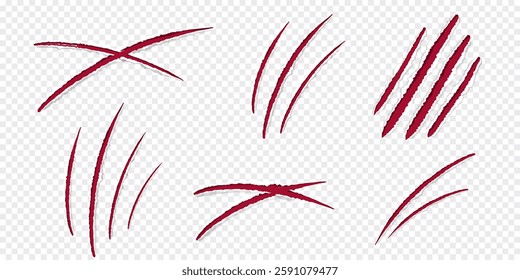 Claw marks scratches silhouette, cat or wild animal scrape track scratches paw shape isolated on white background. Nails trace texture with torn edge. Vector illustration