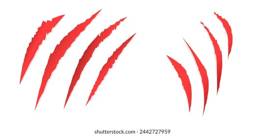 Claw marks. Scratches and torn animal paw slashes. Halloween or horror themes