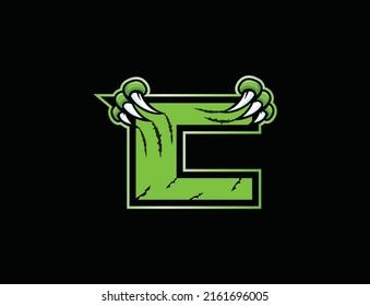 Claw mascot sport logo design. Letter C with scratch animal mascot illustration logo.