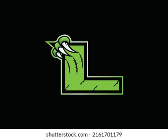 Claw mascot sport logo design. Letter L with scratch animal mascot illustration logo.