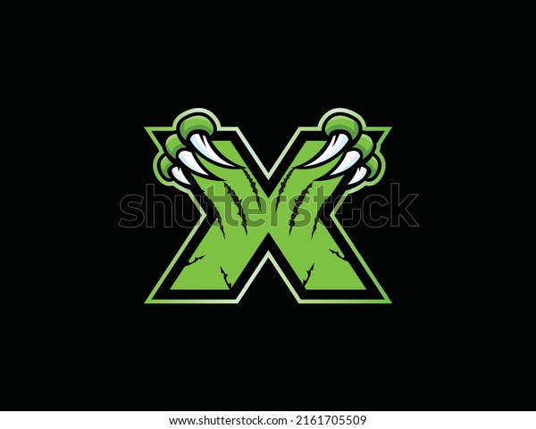 Claw mascot sport logo design. Letter\
X with scratch animal mascot illustration\
logo.