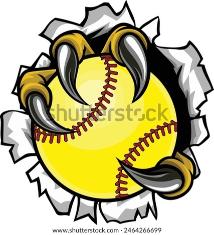 A claw monster talons hand holding a softball ball