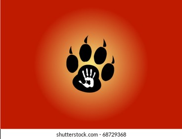 Claw print and hand print - vector