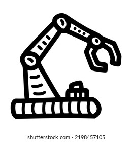 claw robot machine construction lineart vector illustration icon design with doodle hand drawn style