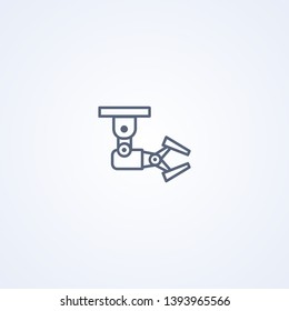Claw robotic manipulator, vector best gray line icon on white background, EPS 10