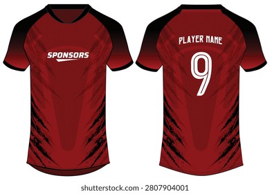 Claw scratch mark Sports t-shirt jersey design flat sketch illustration, Jacquard texture Football jersey concept with front and back view for Soccer, Cricket, Volleyball, Rugby uniform kit