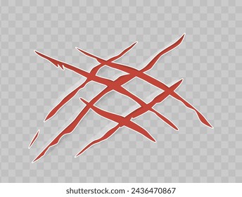 Claw Scratch Marks. Isolated Realistic 3d Vector Sharp, Crossed Lines Mimicking Animal Talon Shreds,in Shape of Lattice