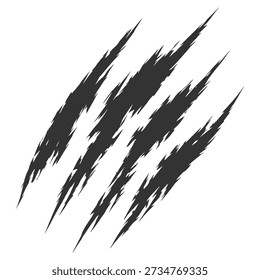 Claw scratch marks set, grunge slash damage collection, abstract ripped torn scratches vector silhouettes on transparent background

