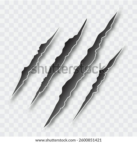 Claw scratches effect element, Claws beast ripped marks on transparent background,claw mark clip art.vector illustration