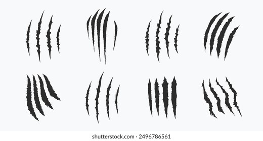 Claw Scratches icons. Claw scratches silhouette trendy minimal icons. Wild animal marks, Predator attacks, Scratch patterns icons. Design signs for social media, app, web design. Vector illustration