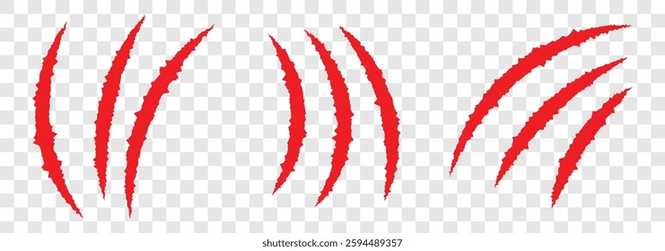 Claw scratches isolated. Animal claw scratches. Red scratch trace isolated on white background. Vector illustration