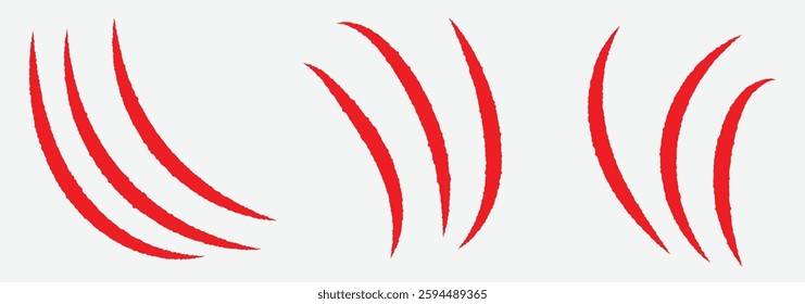 Claw scratches isolated. Animal claw scratches. Red scratch trace isolated on white background. Vector illustration