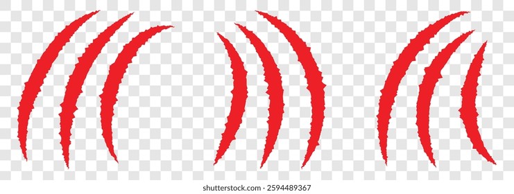 Claw scratches isolated. Animal claw scratches. Red scratch trace isolated on white background. Vector illustration