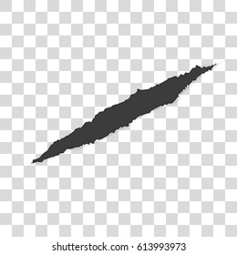 Claw scratches, isolated on transparent background. Shredded paper. Vector illustration.