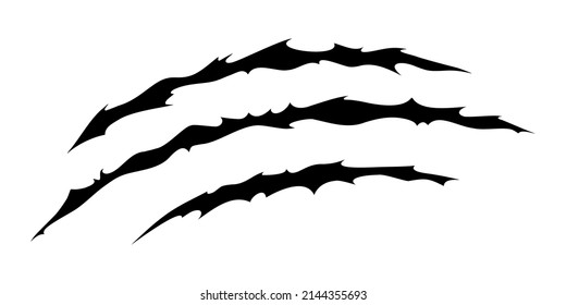 Claw scratches of wild animal. Cat scratches marks isolated in white background. Monochrome vector illustration
