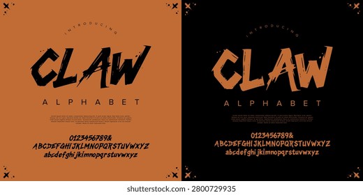 Claw Sharp Scratch Font Aggressive Animalistic Alphabet Wild Action Display Typography