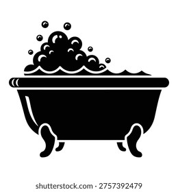 Clawfoot tub filled with bubbles