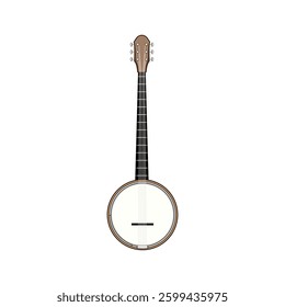 clawhammer banjo cartoon. frets bridge, headstock neck, resonator openback clawhammer banjo sign. isolated symbol vector illustration