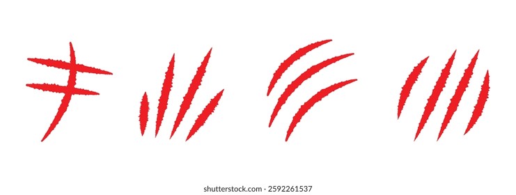 Claws mark vector silhouette set. Claws beast ripped marks. Animal Claw scratches icon. hand drawn claw marks isolated on white background. claw tracks, nails scratches. vector illustration eps 888.