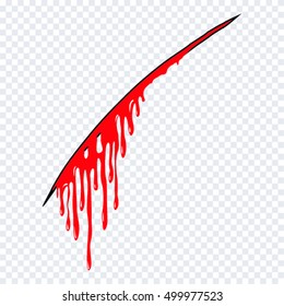 Claws scratch blood drops on white background