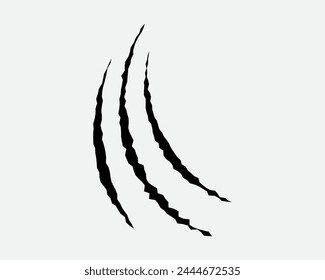Claws scratches, animal monster mark design element, tattoo and decor for halloween. Black vector silhouette.